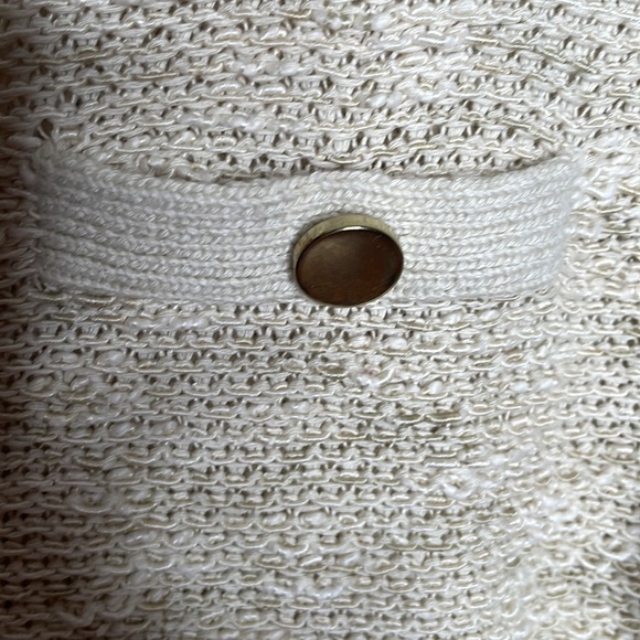 Jones New York Collection tweedy woven cardigan in natural beige, size large - Picture 5 of 10